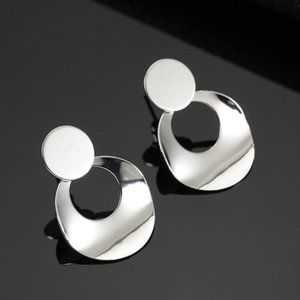 Boho Chic Silver Dangle Hoop Earrings